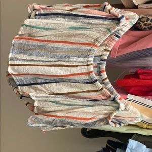 multi colored off the shoulder crop top